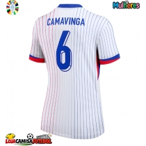 Camisa de Futebol França Eduardo Camavinga #6 Equipamento Secundário Mulheres Europeu 2024 Manga Curta